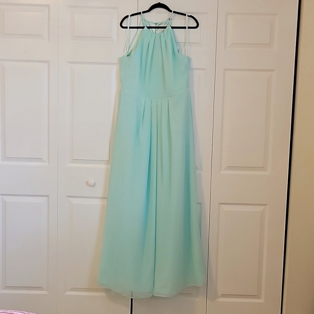 Weddington Way mint halter bridesmaid's dress